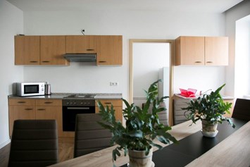 Monteurzimmer: Küche ein Raum zusammen mit dem Esszimmer - Zimmer in Waldaschaff