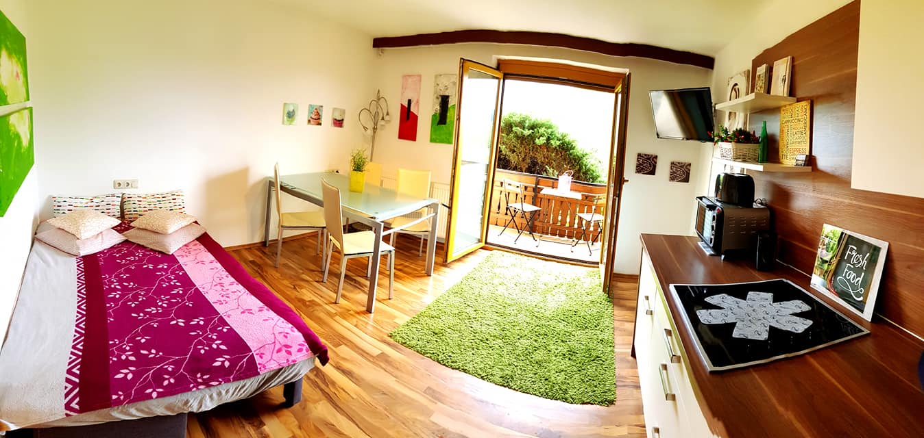 Monteurwohnung - TV - Faakersee - Die Küche mit Balkonausgang - Ferienwohnungen Monfreda - Made for better days 