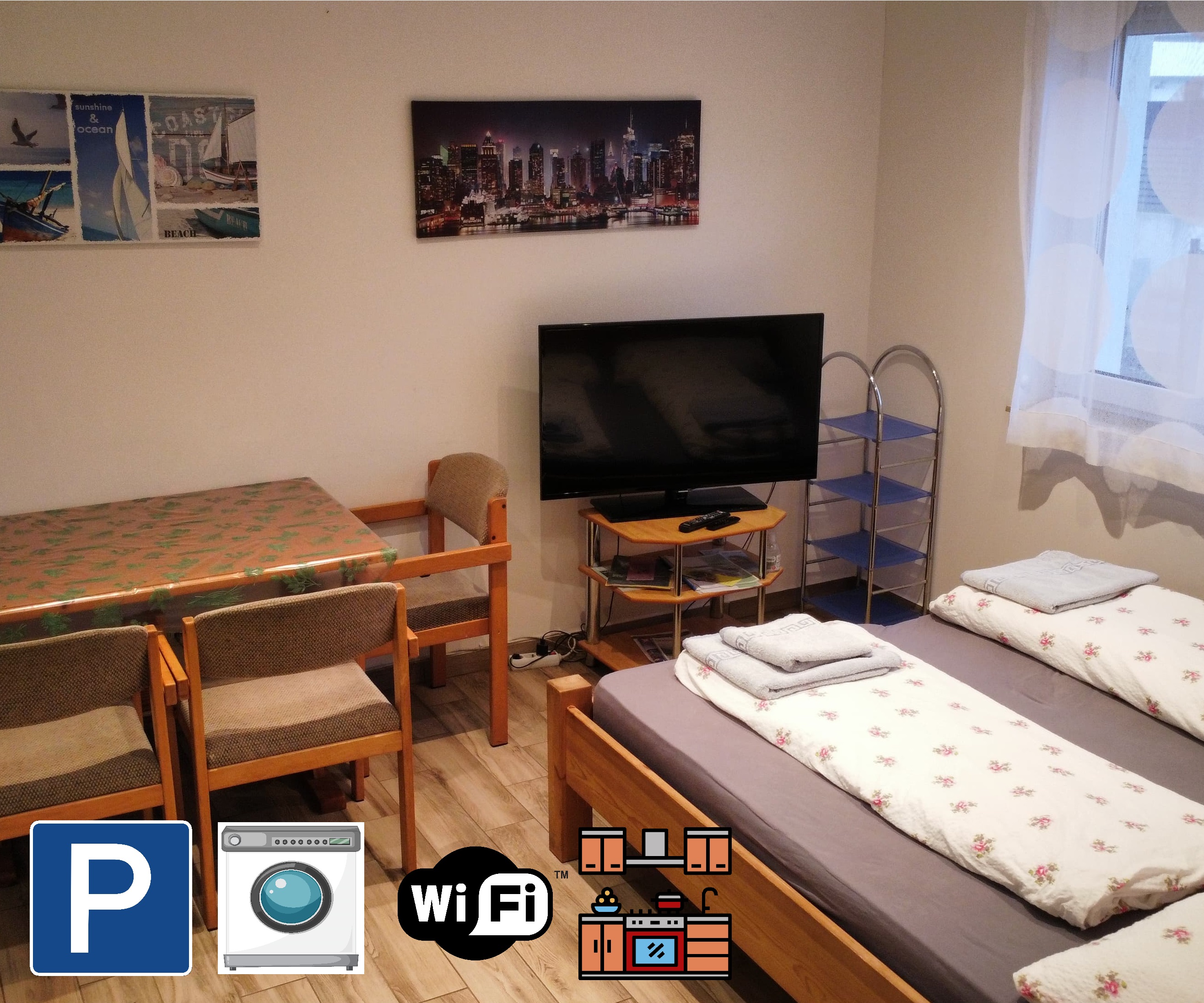 Monteurwohnung - Region Hausruck - Doppelbett (nach Verfügbarkeit) - Monteurzimmer Rüstorf nähe Traunfall