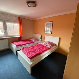Monteurzimmer: Doppelzimmer mit Einzelbett, Fernseher, Wifi bzw. Wlan, Kühlschrank Dusche und WC - Pension Vanessa Kronau