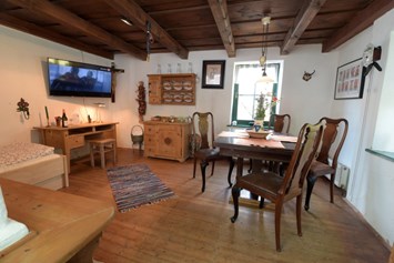 Monteurzimmer: Wohn - Schlafbereich (Einzelbett)
mit  Kamin
 - Landhaus Nitsch