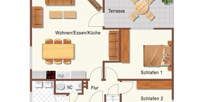 Monteurwohnung - Kaffeemaschine - Schleswig-Holstein - Grundriss Erdgeschoss - Hus Möwenschiet 2-8 Pers.