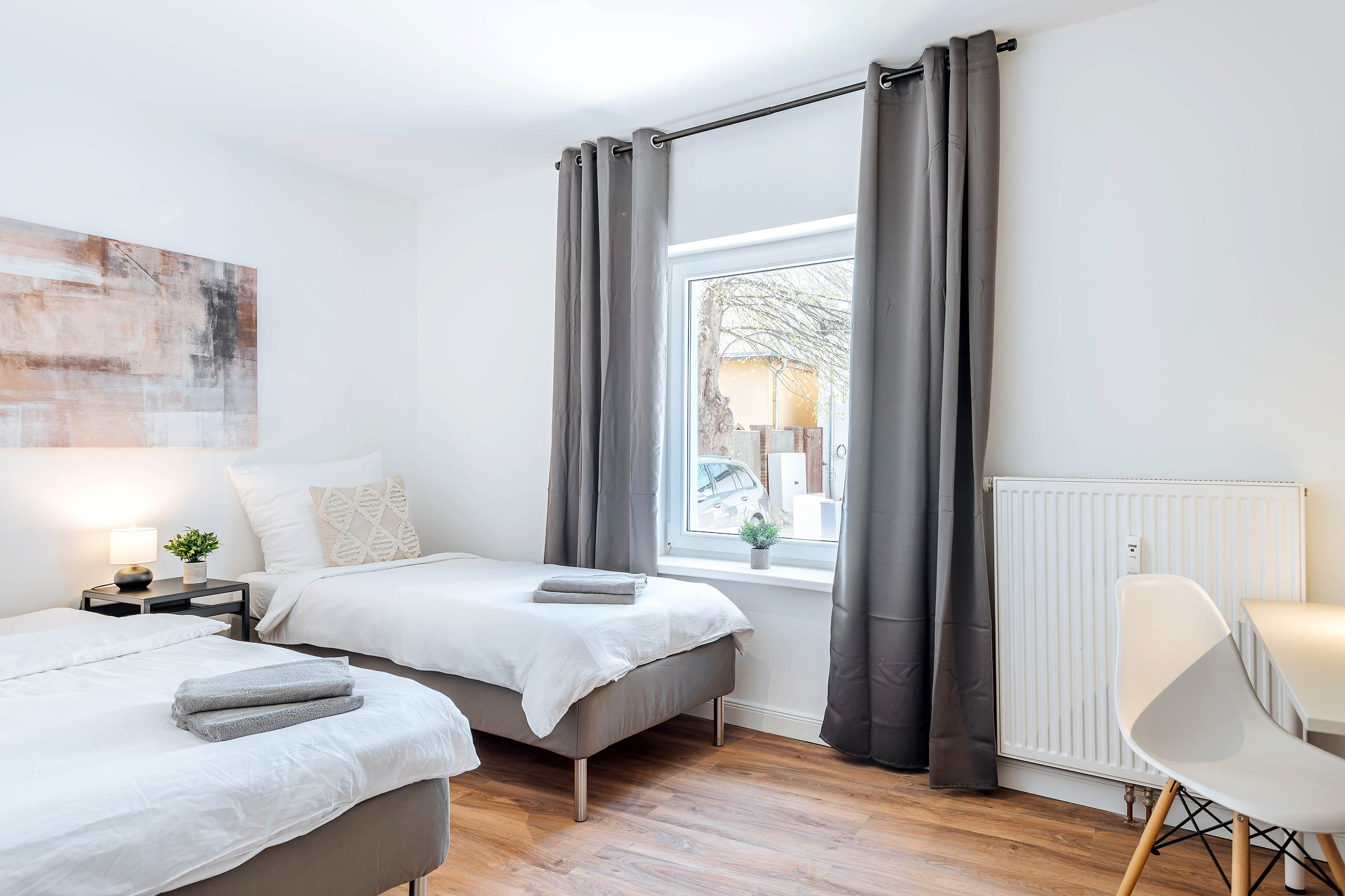 Monteurwohnung - Badezimmer: eigenes Bad - Mecklenburg-Vorpommern - Beispiel: Schlafzimmer - WOTERKANT Apartments - Petridamm