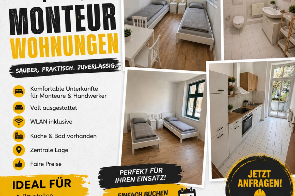 Rotation R Lage 3 Raum,Top Lage ,WLAN,Balkon,EG 磊 Monteurzimmer in Magdeburg