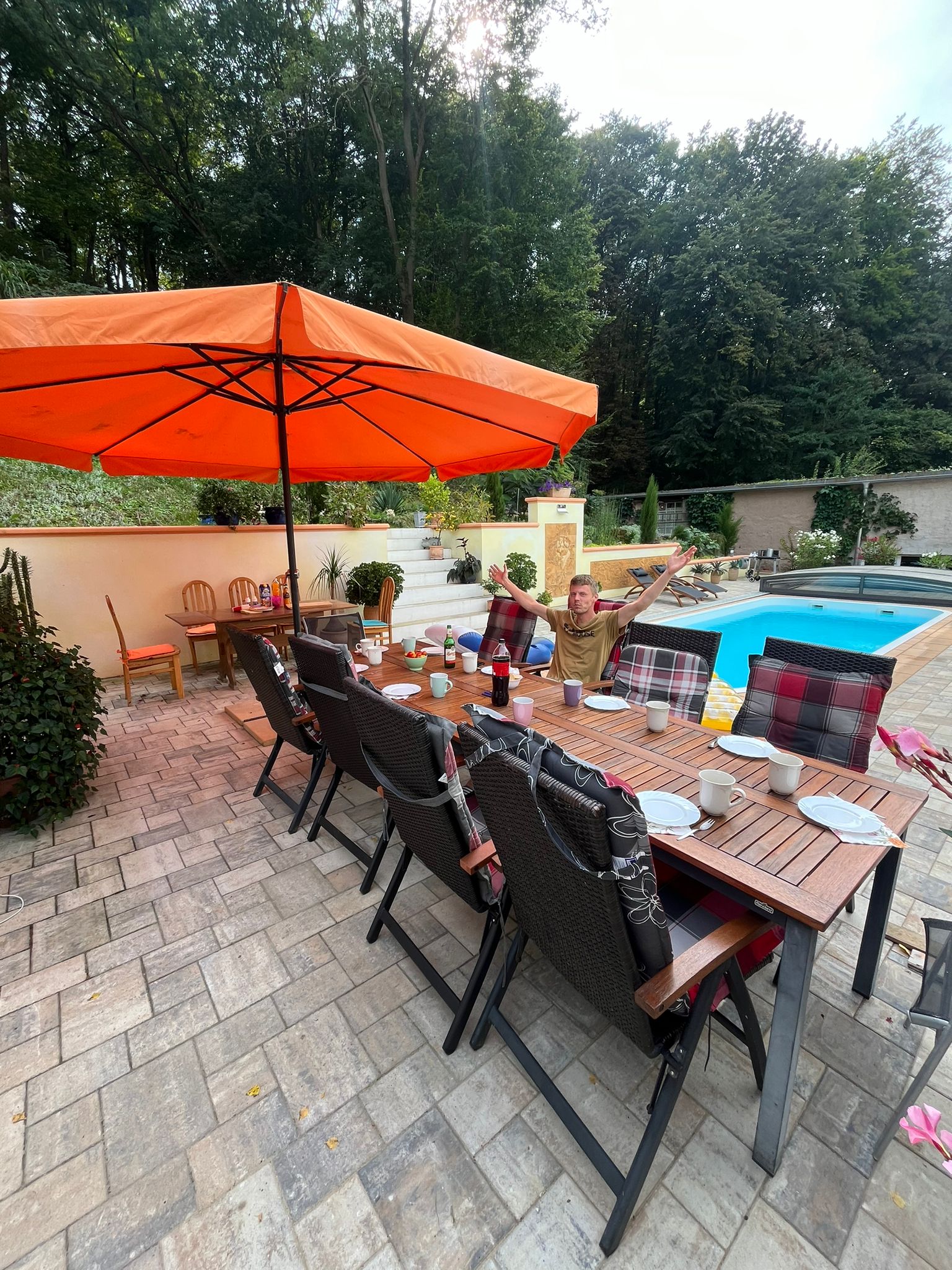 Monteurzimmer: Pool mit Sitzplatz - Waldpool