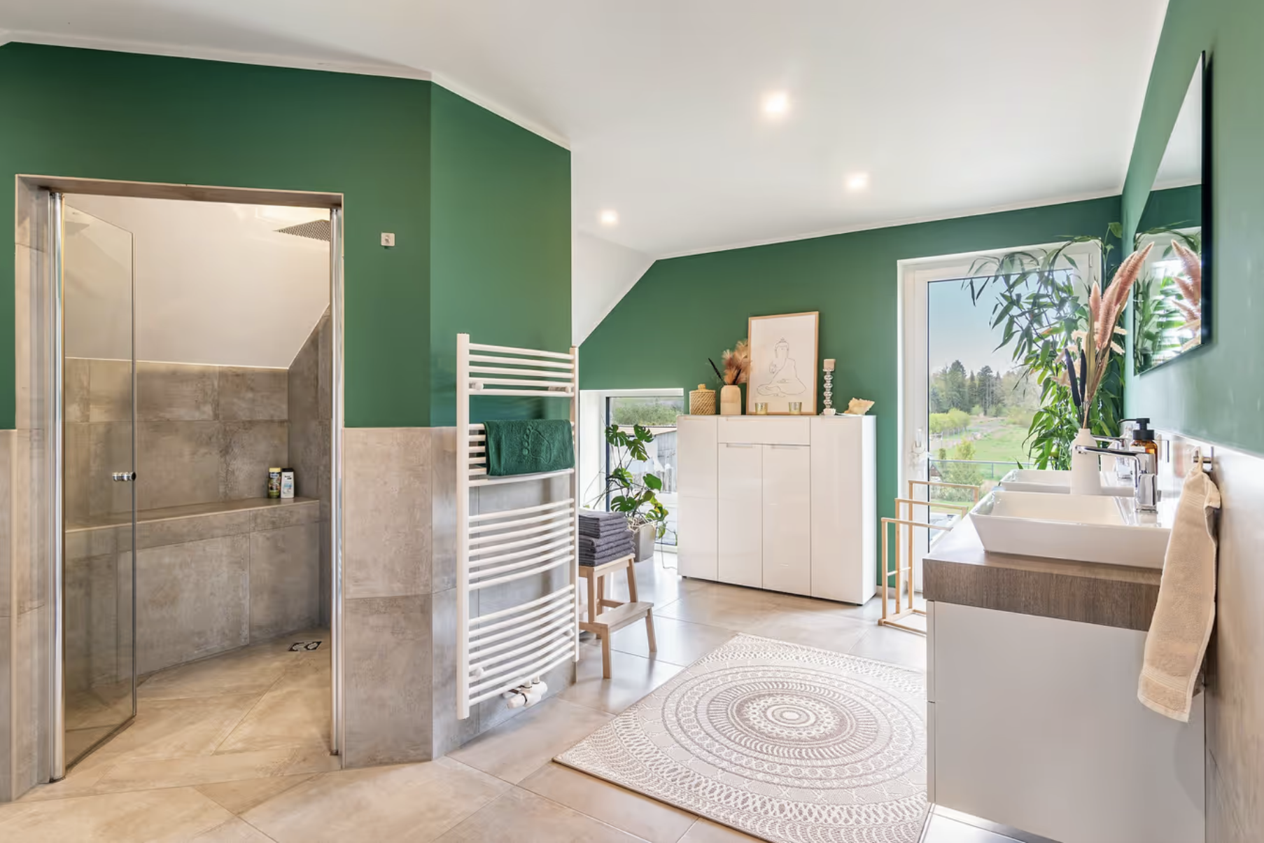 Monteurzimmer: Badezimmer - Grünblick Oase No1 Ferienwohnung Wiesmoor
