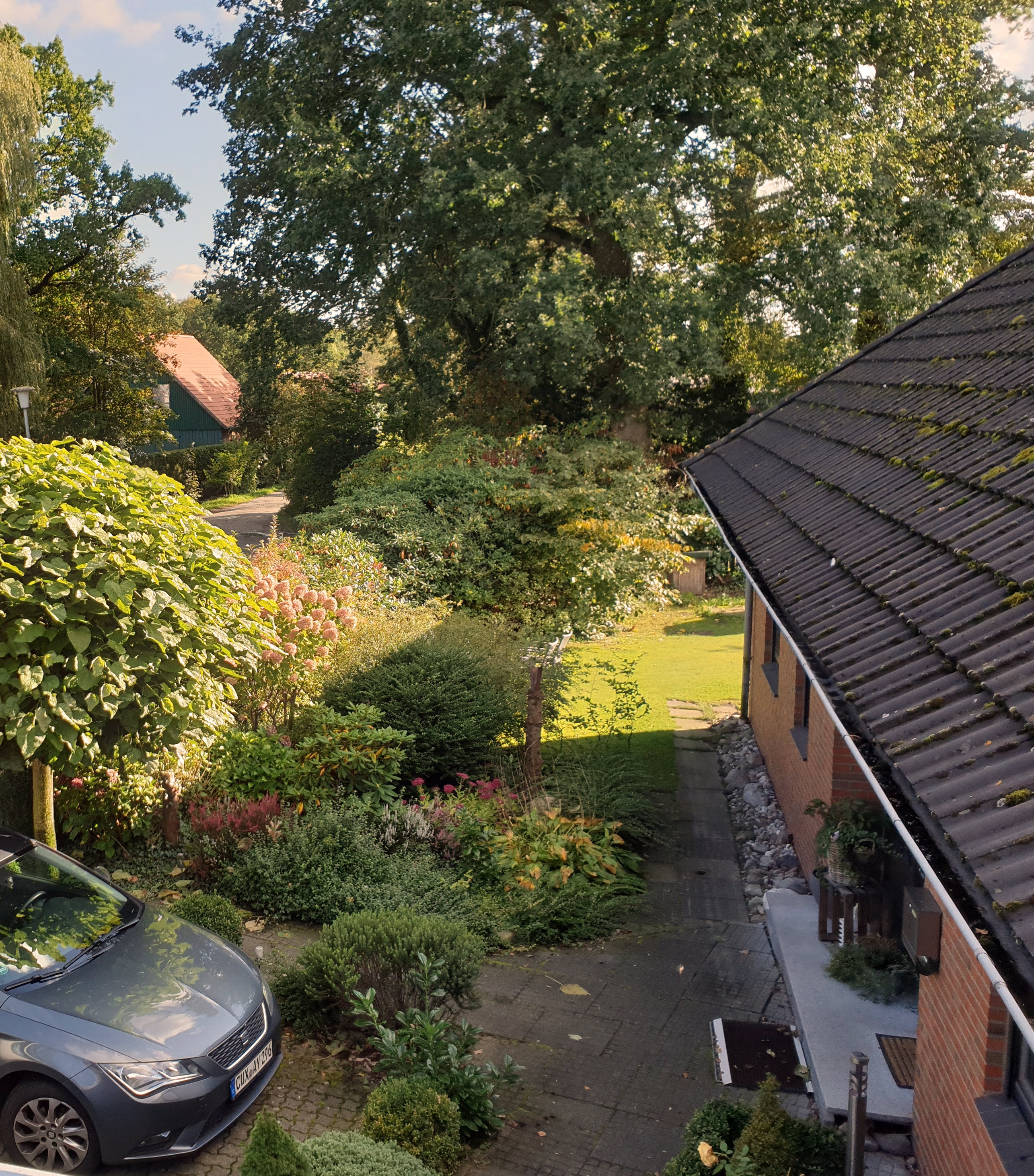 Monteurzimmer: Blick in den Garten - Ferienwohnung Seeweg