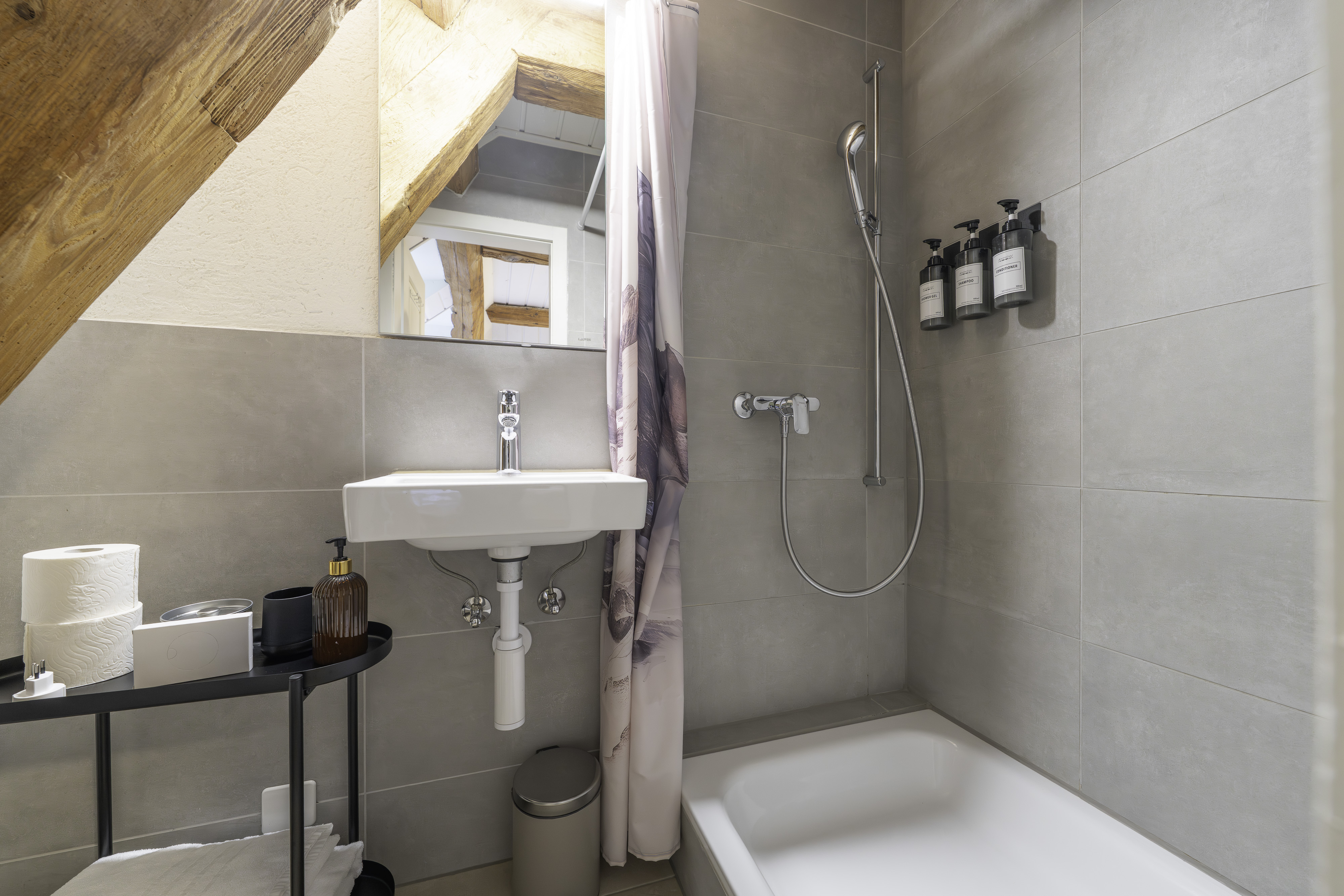 Monteurzimmer: Bad mit Dusche - Komfortable 8 Personenwohnung nahe Aarau