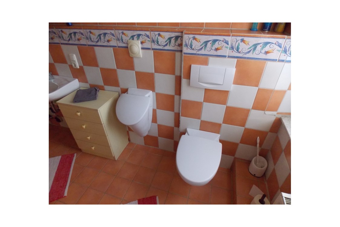 Monteurzimmer: Bad mit Pisoar und Toilette - Monteurzimmer-Hehlen
