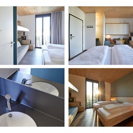 Monteurzimmer: Kategorie Mehrbettzimmer für 1 - 4 Personen mit Waschbecken (große Duschkabinen / WC) auf dem Gang ab 22,50 € / Nacht bei 4er Belegung  - Radhotel am Gleis