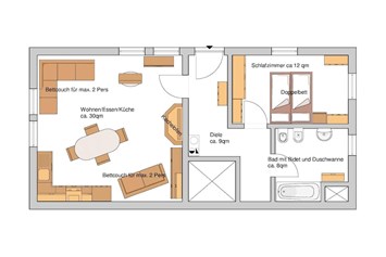 Monteurzimmer: Doppelbett auch als 2x Einzelbett - FeWo-Lautertal