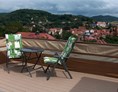 Monteurzimmer: Der herrliche Panoramablick von der Dachterrasse (von außen über stabile Stahltreppe begehbar) - Ferienwohnung Wanderurlaub in Schmalkalden