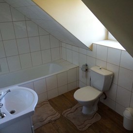 Monteurzimmer: Bad mit Badewanne und WC - Stahlavy