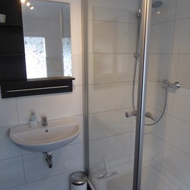 Monteurzimmer: Dusche und Waschbecken  - Storchennest Dassow