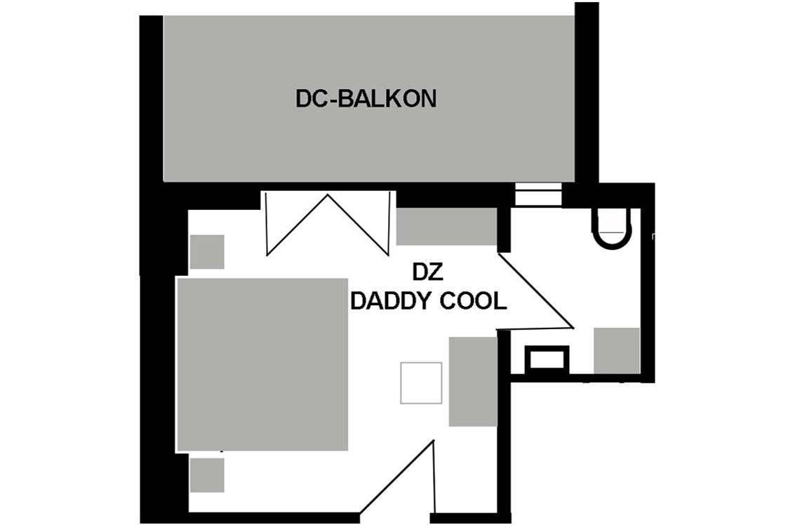 Monteurzimmer: Plan Doppelzimmer mit Balkon - Family Lodge Birkenhof & Biergarten