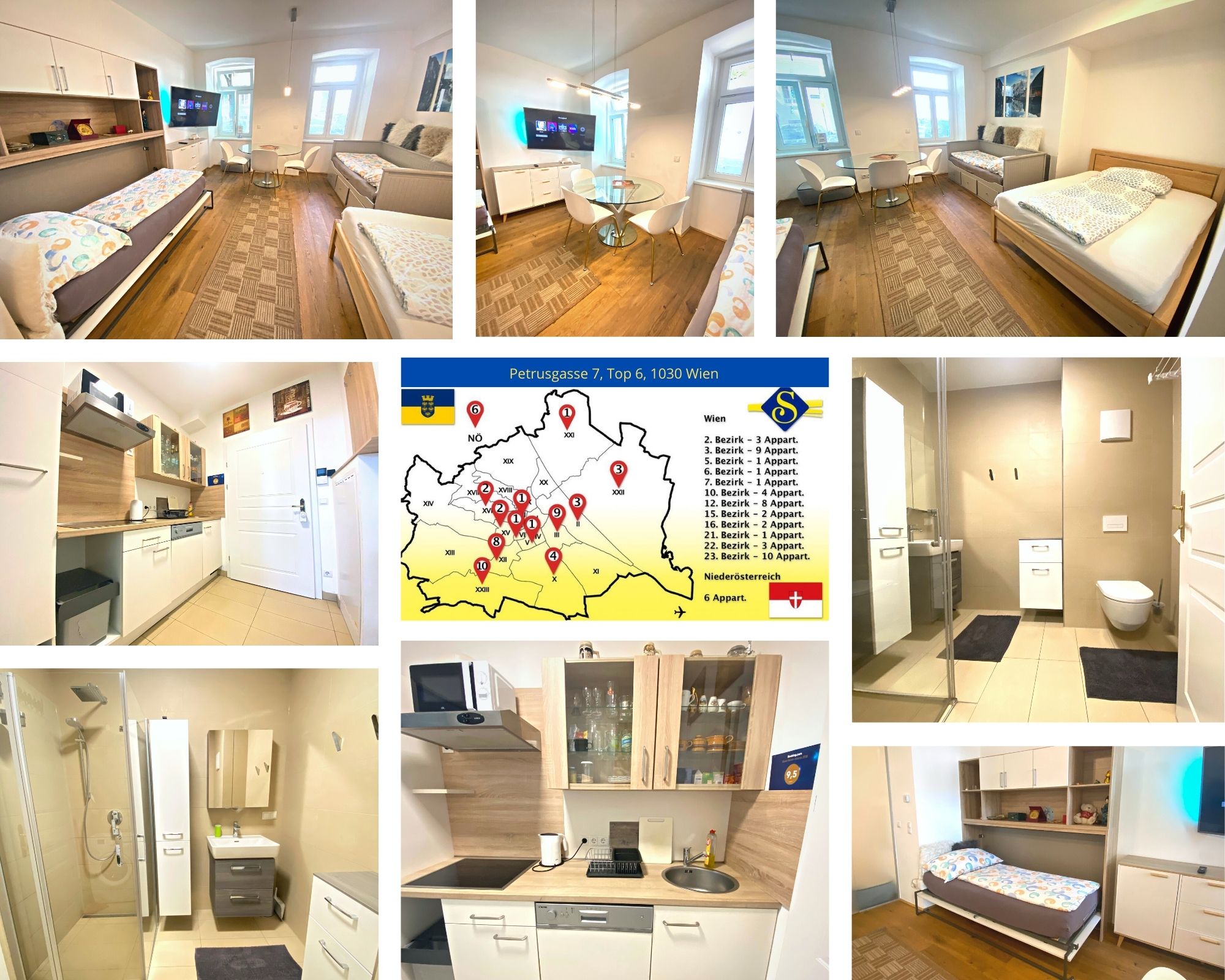 Monteurwohnung - WLAN - Österreich - Foto Colage K.N. - Senator-Flats Kardinal Nagl