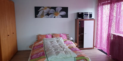 Monteurwohnung - Bad Teinach-Zavelstein - Wohn- und Schlafzimmer, Doppelbett (140*200) und ein ausziehbares Sofa (200*200). Ausgang zur Terrasse. - Monteur- /Ferienwohnung Grabs