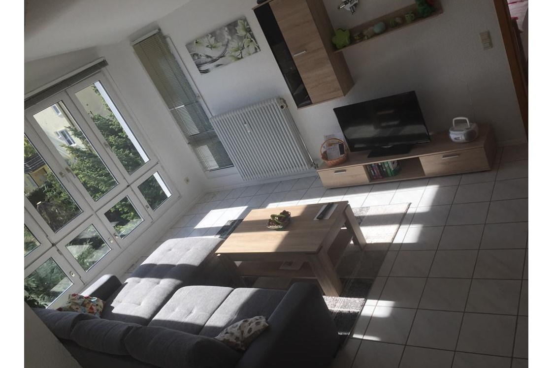 Monteurzimmer: Wohnzimmer mit TV - Ferienwohnung Sonnenschein